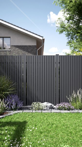 REXOprotect® Alu-Lattenzaun, Rhombus offen, vertikal, Anthrazit