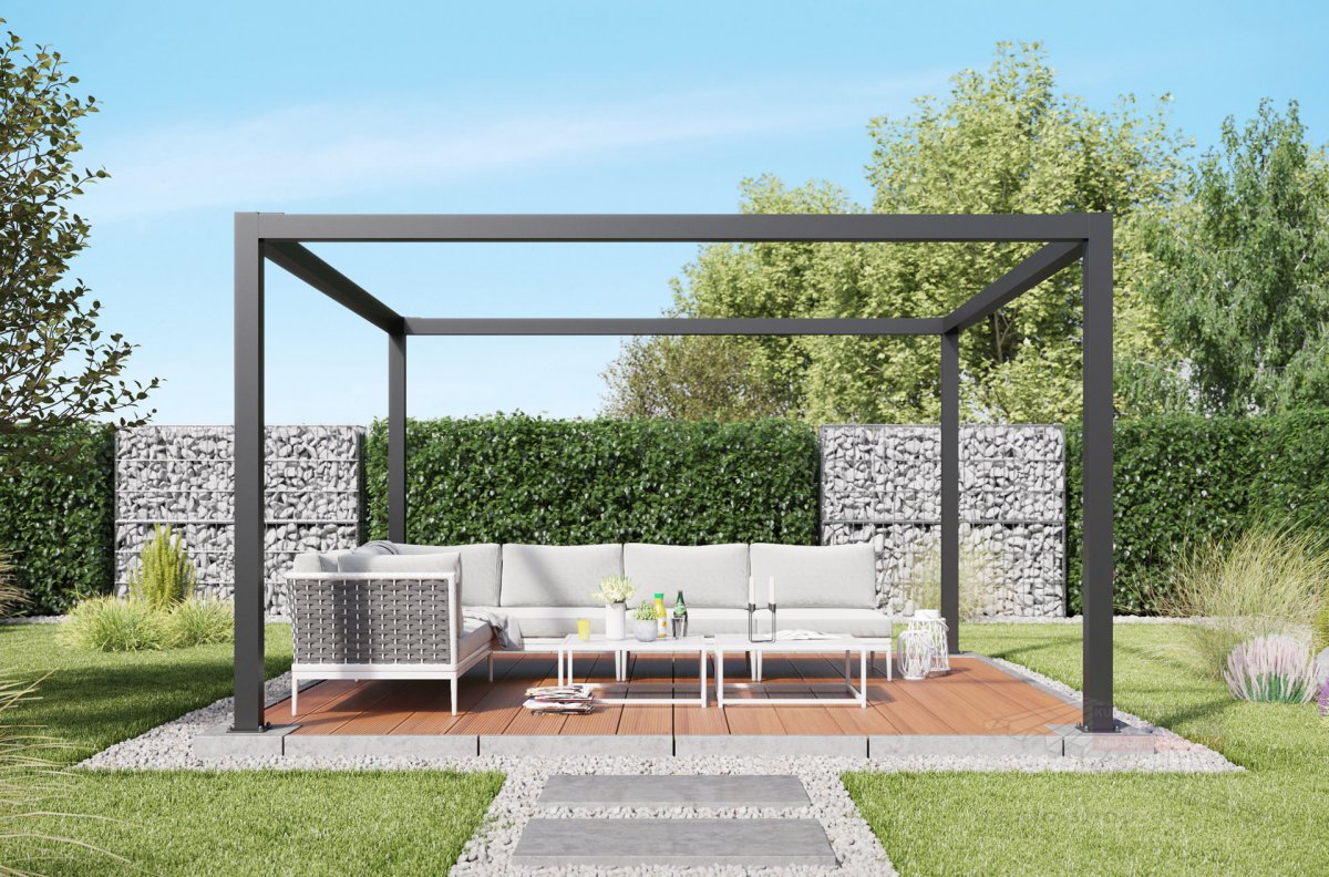 REXOcube Pergola aus Aluminium 5m x 5m Rexin-Shop