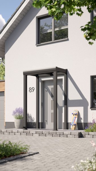 REXOvita® VSG Haustür-Vordach mit Wandpfosten, 1,5m x 1,5m