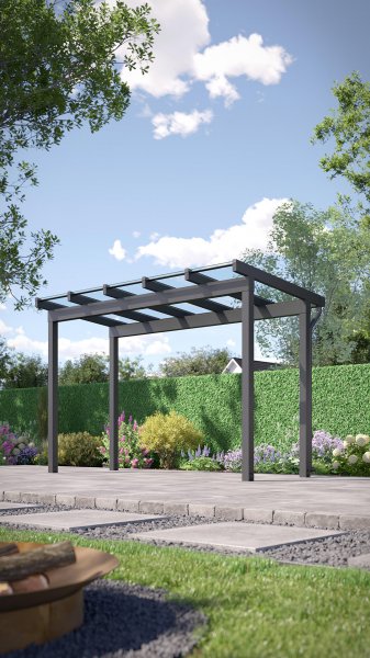 REXOfree® Alu Überdachung freistehend 4m x 2m, VSG-Glas