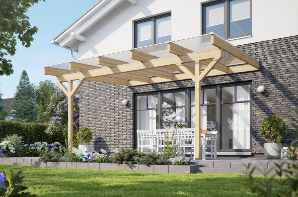 REXOcomplete® Holz Terrassenüberdachung 3m x 2m