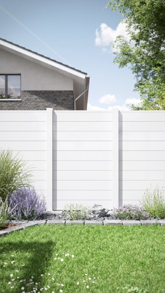 REXOprotect® Alu-Sichtschutzzaun, Alu-Profile weiß
