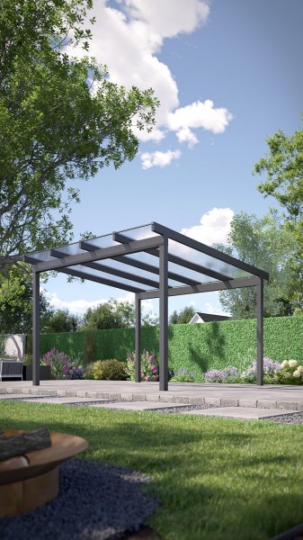 REXOfree® Alu Überdachung freistehend 4m x 4m