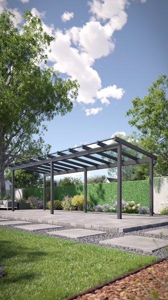REXOfree® Alu Überdachung freistehend 8m x 3m, VSG-Glas