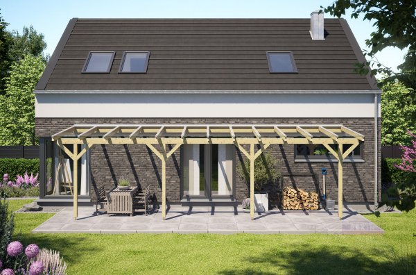REXOcomplete® Holz Terrassenüberdachung VSG 9m x 2,5m