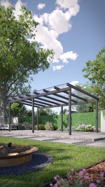 REXOfree® Alu Überdachung freistehend 7m x 4m