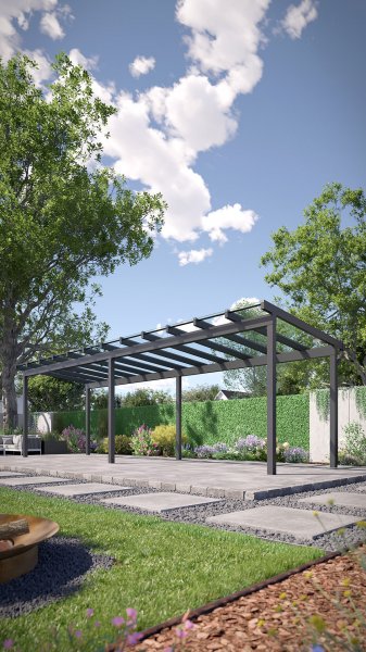 REXOfree® Alu Überdachung freistehend 9m x 3m, VSG-Glas