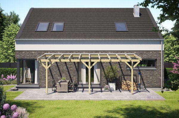 REXOcomplete® Holz Terrassenüberdachung VSG 7m x 2,5m