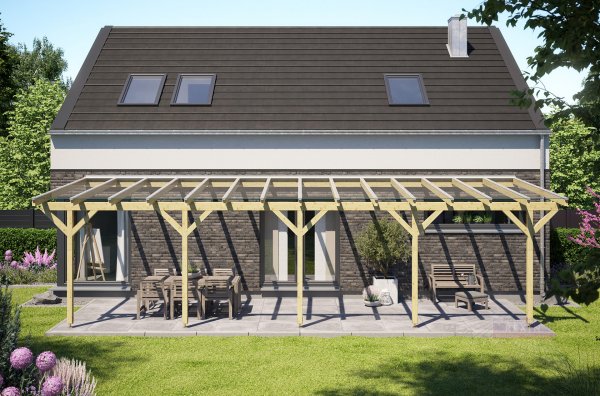 REXOcomplete® Holz Terrassenüberdachung XXL VSG 10m x 3,5m