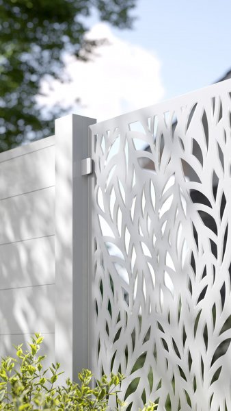 REXOprotect® Design-Zaunelement 'Jungle' für Alu-Profile weiß