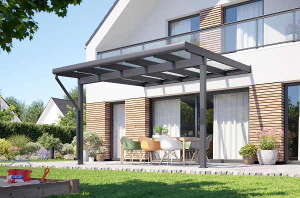 REXOclassic® Alu Terrassenüberdachung 3m x 4,50m, VSG-Glas