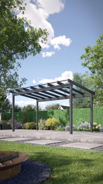 REXOfree® Alu Überdachung freistehend 5m x 3m, VSG-Glas