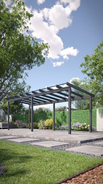REXOfree® Alu Überdachung freistehend 7m x 3m, VSG-Glas