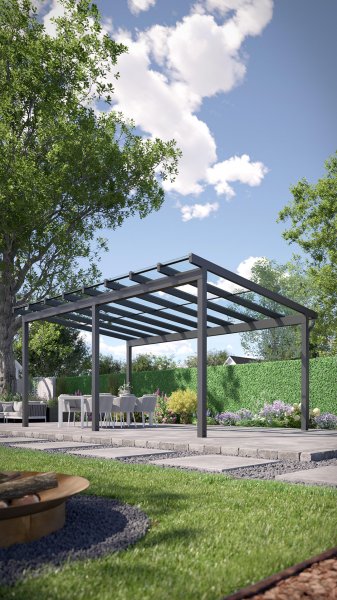 REXOfree® Alu Überdachung freistehend 6m x 3,5m, VSG-Glas