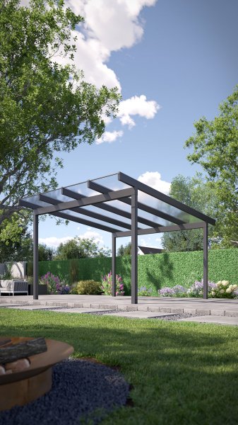 REXOfree® Alu Überdachung freistehend 4m x 5m