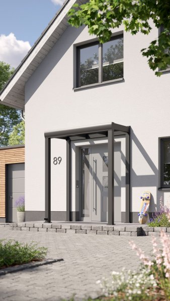 REXOvita® VSG Haustür-Vordach mit Wandpfosten, 2m x 1,5m