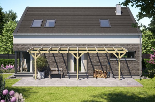 REXOcomplete® Holz Terrassenüberdachung XXL VSG 8m x 2m