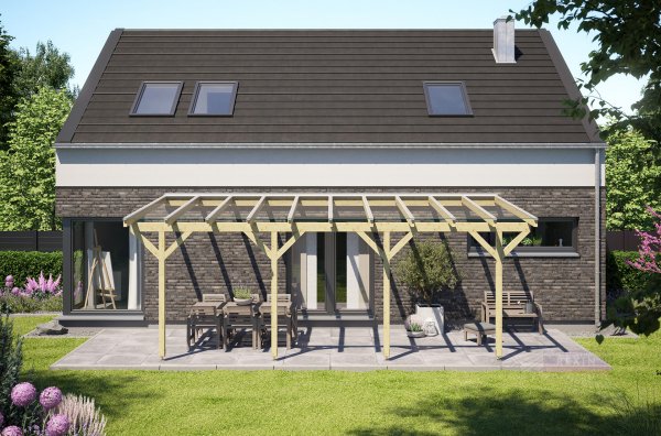 REXOcomplete® Holz Terrassenüberdachung VSG 7m x 3,5m