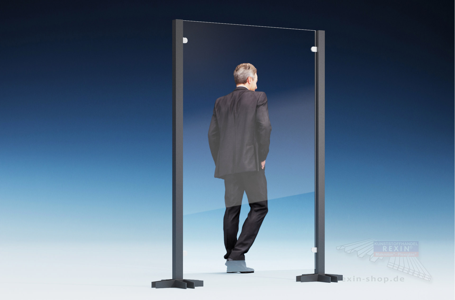 REXOcare Kunden-Trennwand 1,30m x 2m Bausatz (Starter-Set) Rexin-Shop
