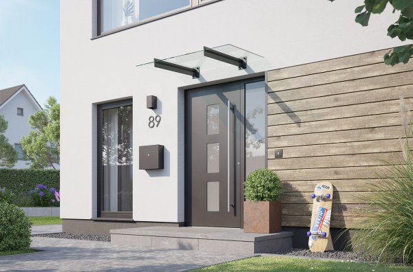 REXOsky Haustür-Vordach 1500 x 951mm mit VSG-Glas, anthrazit