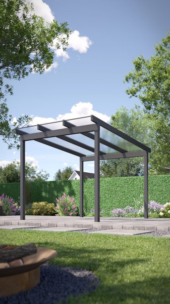 REXOfree® Alu Überdachung freistehend 3m x 4m