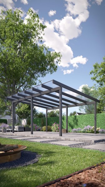 REXOfree® Alu Überdachung freistehend 6m x 5m
