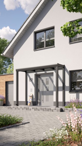 REXOvita® VSG Haustür-Vordach mit Wandpfosten, 3m x 1,5m