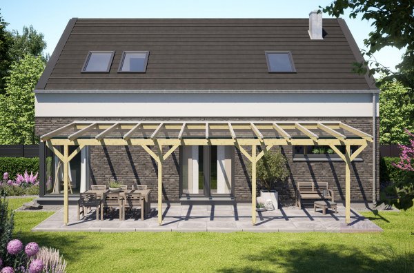 REXOcomplete® Holz Terrassenüberdachung XXL VSG 9m x 3,5m