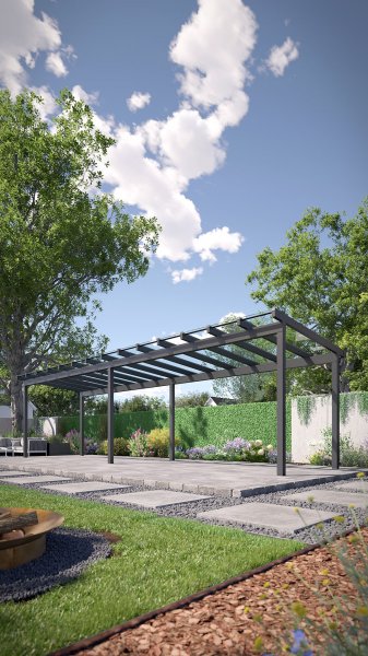 REXOfree® Alu Überdachung freistehend 10m x 3m, VSG-Glas