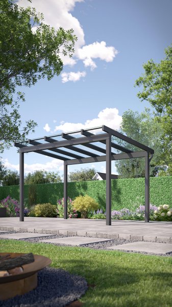 REXOfree® Alu Überdachung freistehend 4m x 3m, VSG-Glas