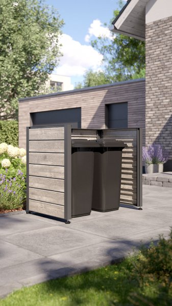 REXOrubbish® Mülltonnenverkleidung für 120-Liter-Mülltonnen, Treibholz