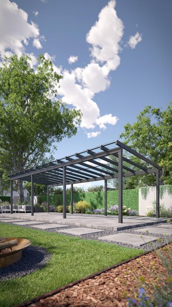 REXOfree® Alu Überdachung freistehend 10m x 3,5m, VSG-Glas