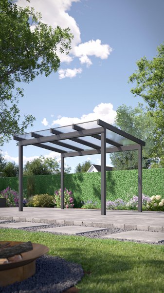REXOfree® Alu Überdachung freistehend 4m x 3m