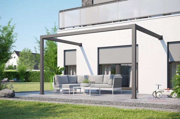 REXOcube® Pergola aus Aluminium 4m x 3m, Wandbefestigung