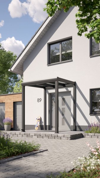 REXOvita® VSG Haustür-Vordach mit Wandpfosten, 2m x 2m