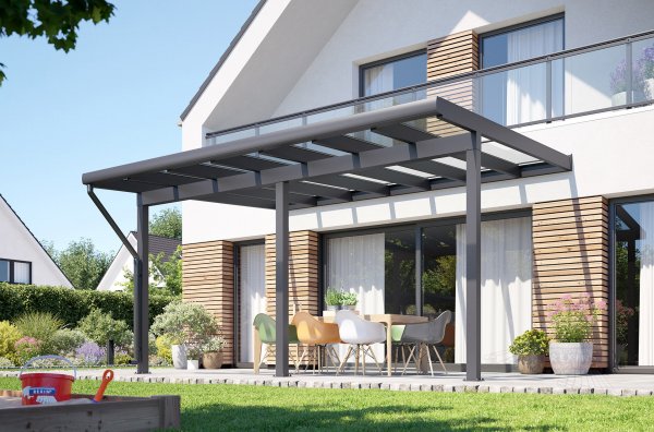 REXOclassic® Alu Terrassenüberdachung 5m x 4m, VSG-Glas