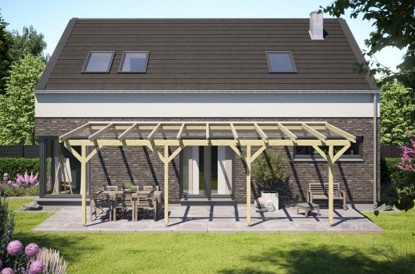 REXOcomplete® Holz Terrassenüberdachung XXL VSG 8m x 3,5m