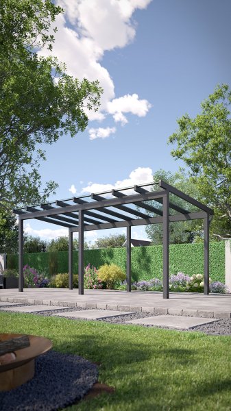 REXOfree® Alu Überdachung freistehend 6m x 3m, VSG-Glas