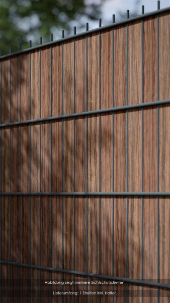 REXOprotect® Sichtschutzstreifen für Stabmattenzaun, einzeln, Farbe 'Darkwood'