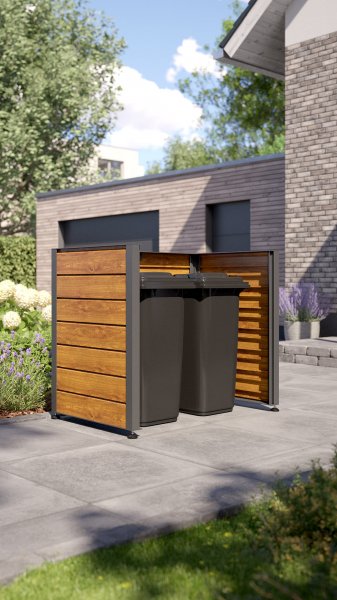 REXOrubbish® Mülltonnenverkleidung für 120-Liter-Mülltonnen, Golden Oak