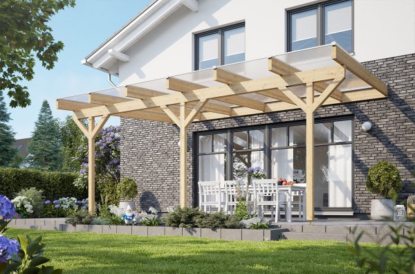 REXOcomplete® Holz Terrassenüberdachung 6m x 3m