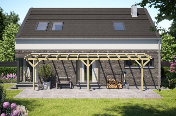 REXOcomplete® Holz Terrassenüberdachung VSG 9m x 2m