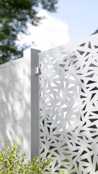 REXOprotect® Design-Zaunelement 'Triangle' für Alu-Profile weiß