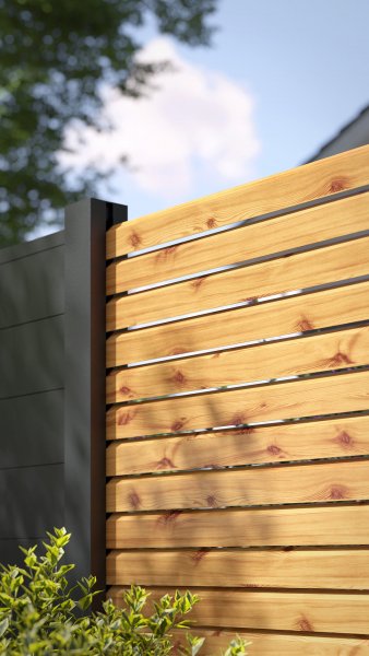 REXOprotect® Alu-Lamellenzaun, Rhombus offen, Fichte