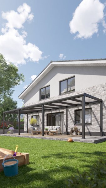 REXOpremium® Alu Terrassenüberdachung mit Wandpfosten, 10m x 4,5m