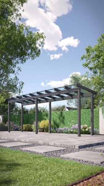 REXOfree® Alu Überdachung freistehend 7m x 2m, VSG-Glas