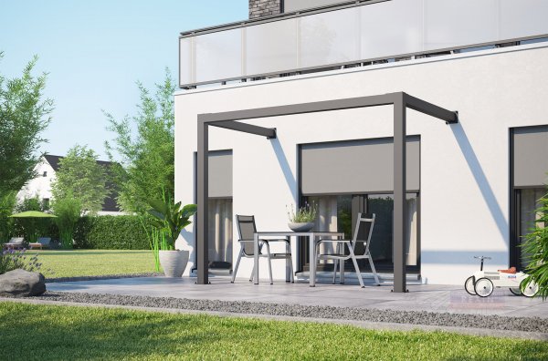 REXOcube® Pergola aus Aluminium 3m x 2m, Wandbefestigung