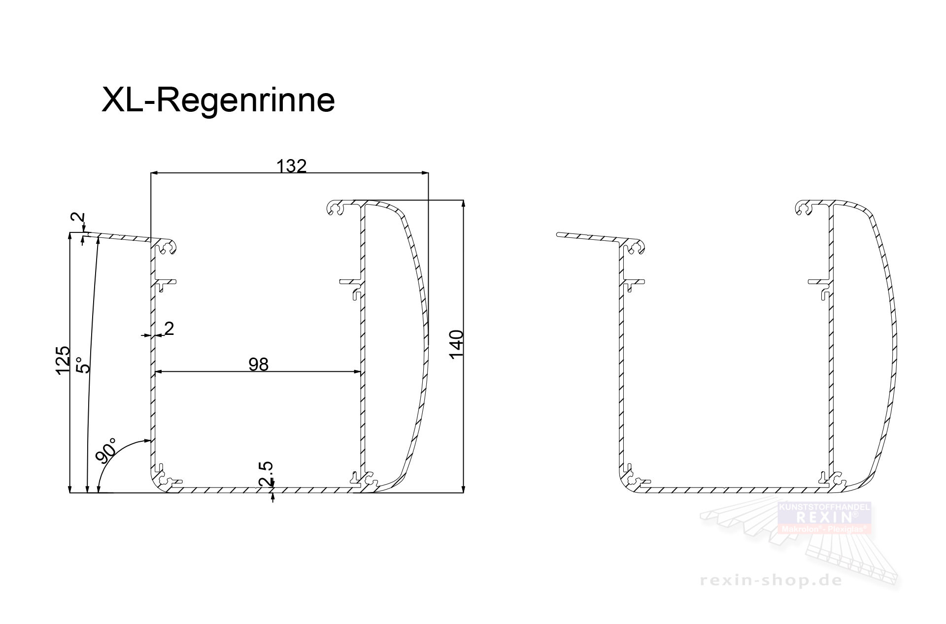 REXOdrop® XL Alu-Regenrinne rund, anthrazit ▷ Rexin-Shop